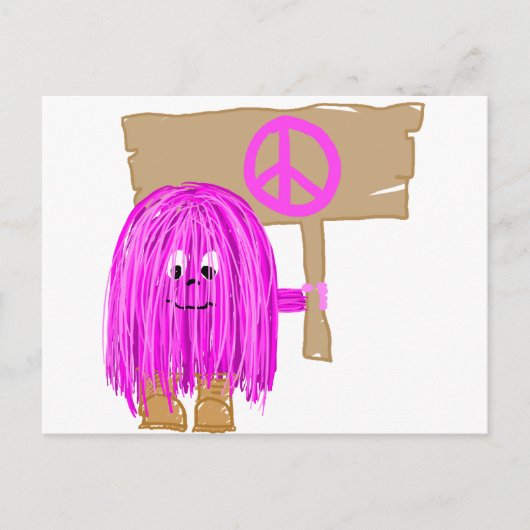 Fuchsiakleurig Vrede Briefkaart (Voorkant)