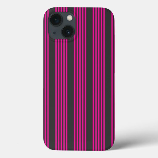 Fuchsie en houtskool met vijf strepen Case-Mate iPhone case (Achterkant)
