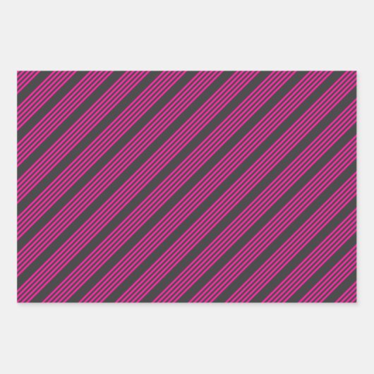 Fuchsie en houtskool met vijf strepen inpakpapier vel (Voorkant 2)