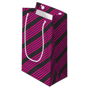Fuchsie en houtskool met vijf strepen klein cadeauzakje