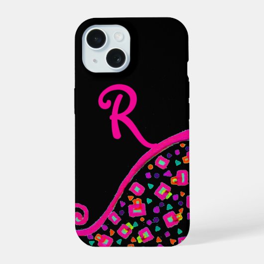 FUCHSIE ROSE NOIR DÉCO MONOGRAM ABSTRAIT (Verso)
