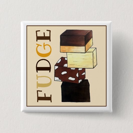 Fudge Stack Confection Snoep Sweets Vierkante Button 5,1 Cm (Voorkant)