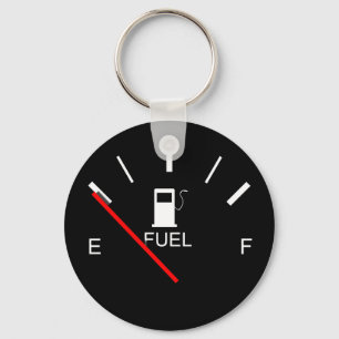 FUEL GAUGE EMPTY FULL BLACK WHITE RED TRAVEL SLEUTELHANGER