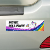 Fuel Ride a Unicorn opslaan Bumpersticker (Op auto)