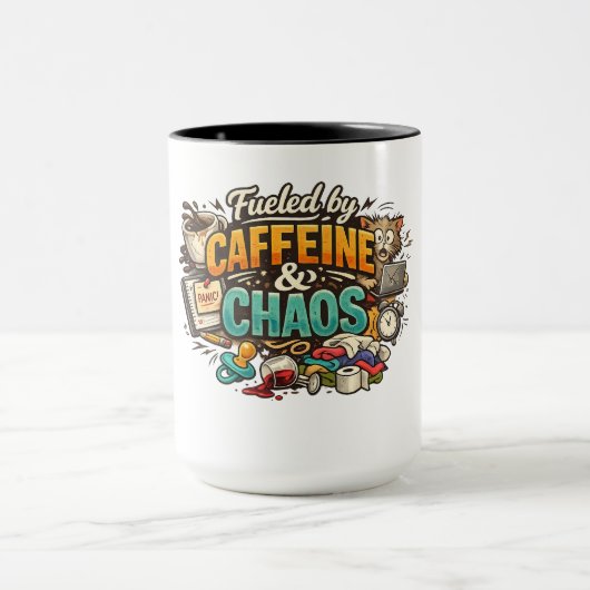 Fueled by Caffeine & Chaos Funny Coffee Mug (Centre)
