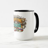 Fueled by Caffeine & Chaos Funny Coffee Mug (Devant droit)