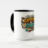 Fueled by Caffeine & Chaos Funny Coffee Mug (Devant gauche)
