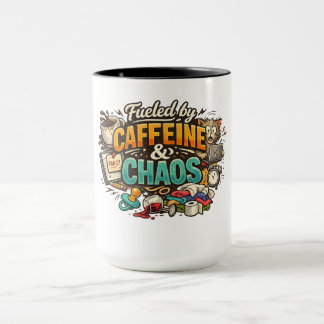Fueled by Caffeine & Chaos Funny Coffee Mug Mok