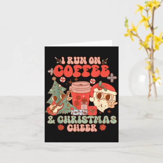 Fueled By Coffee & Christmas Cheer Funny Coffe Kaart (Gele Bloem)