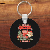 Fueled By Coffee & Christmas Cheer Funny Coffe Sleutelhanger (Voorkant)