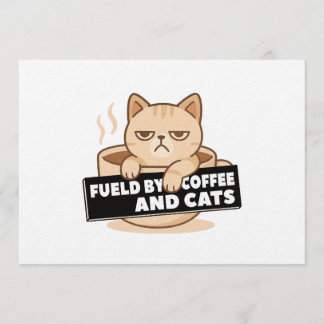 Fueled by Coffee and Cats Cute Sleepy Cat Design Kaart