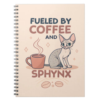 Fueled by Coffee and Sphynx Cat Art Notitieboek