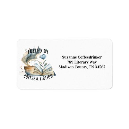 Fueled by Coffee & Fiction Address Labels (Voorkant)