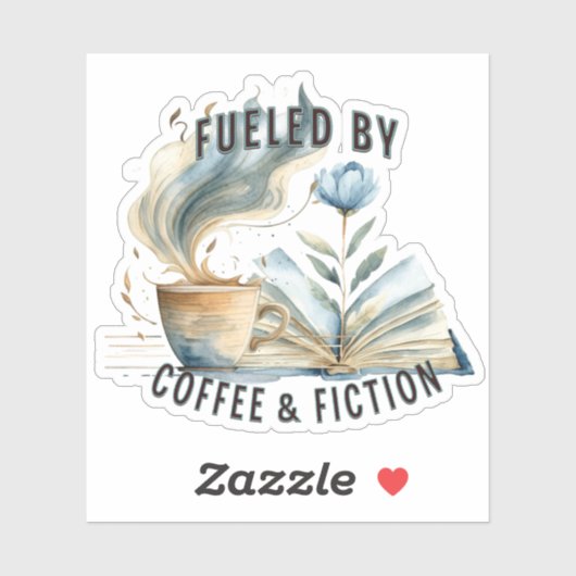 Fueled by Coffee & Fiction Vinyl Sticker (Vel)