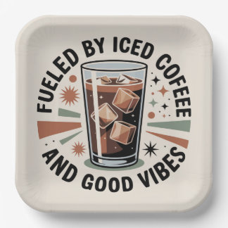 Fueled By Iced Coffee And Good Vibes Papieren Bordje