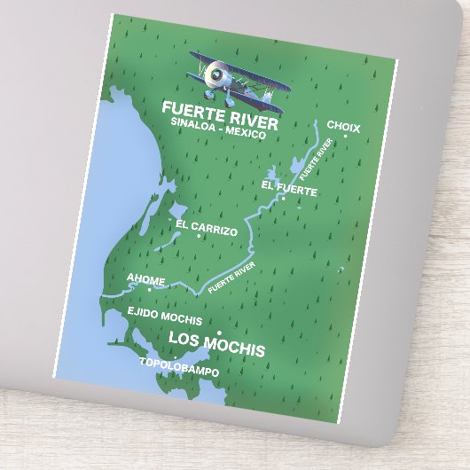 Fuerte Sinaloa, reiskaart Mexico Sticker (Detail)