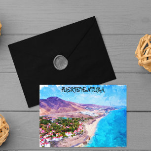 Fuerteventura Canarische Vintage Waterverf Briefkaart