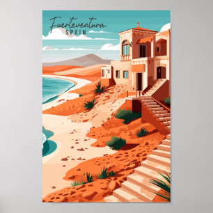 Fuerteventura Spanje vintage reisillustratie Poster