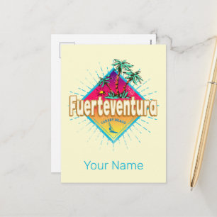 Fuerteventura Surfer Canarische Eilanden Retro Feestdagenkaart