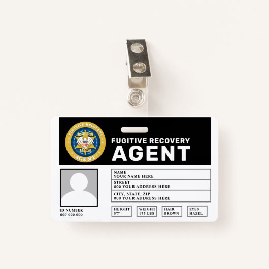 FUGITIVE RECOVERY AGENT BADGE (Voorkant met clip)