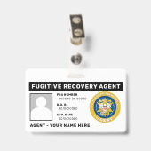 FUGITIVE RECOVERY AGENT Badge (Achterkant met clip)
