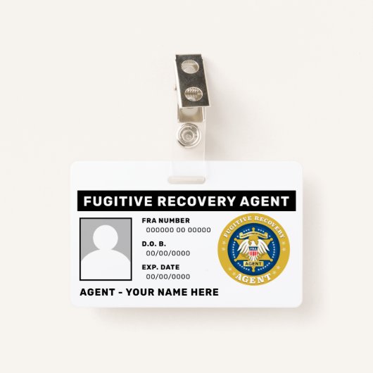 FUGITIVE RECOVERY AGENT Badge (Voorkant met clip)