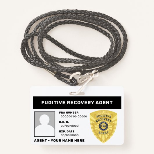 FUGITIVE RECOVERY AGENT BADGE (Voorkant met draagriem)