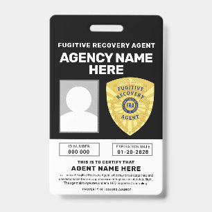 FUGITIVE RECOVERY AGENT BADGE