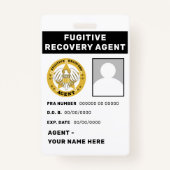 FUGITIVE RECOVERY AGENT Badge (Voorkant)