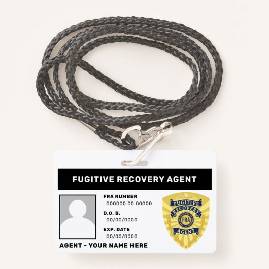 FUGITIVE RECOVERY AGENT BADGE (Voorkant met draagriem)