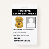 FUGITIVE RECOVERY AGENT Lanyard Badge (Achterkant)