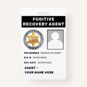FUGITIVE RECOVERY AGENT Lanyard Badge (Voorkant)