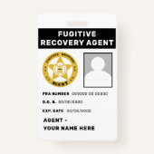 FUGITIVE RECOVERY AGENT Lanyard Badge (Voorkant)