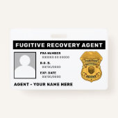 FUGITIVE RECOVERY AGENT Lanyard Badge (Achterkant)