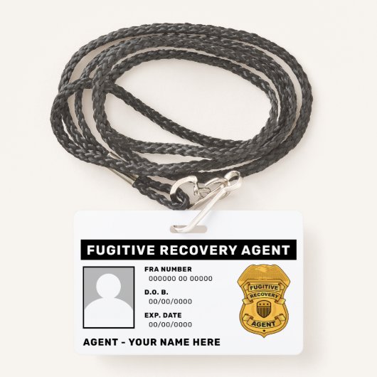 FUGITIVE RECOVERY AGENT Lanyard Badge (Voorkant met draagriem)