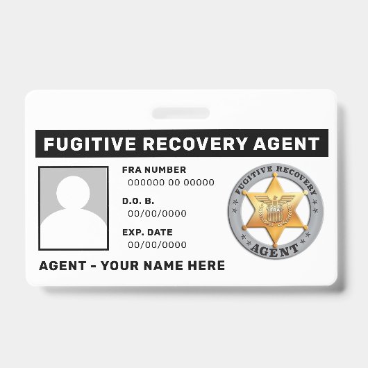 FUGITIVE RECOVERY AGENT Lanyard Badge (Voorzijde)
