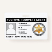 FUGITIVE RECOVERY AGENT Lanyard Badge (Voorkant)