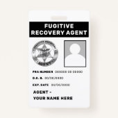 FUGITIVE RECOVERY AGENT Lanyard Badge (Achterkant)