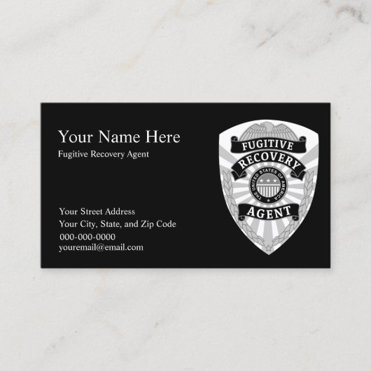 FUGITIVE RECOVERY AGENT Visitekaartjes (Voorkant)