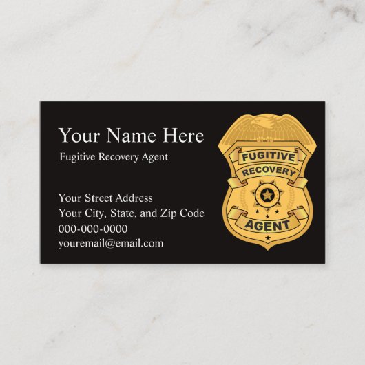 FUGITIVE RECOVERY AGENT Visitekaartjes (Voorkant)