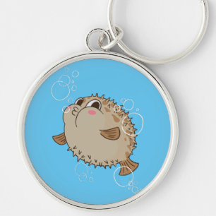 Fugu Zeeleven Cartooneske Vormgeving Sleutelhanger