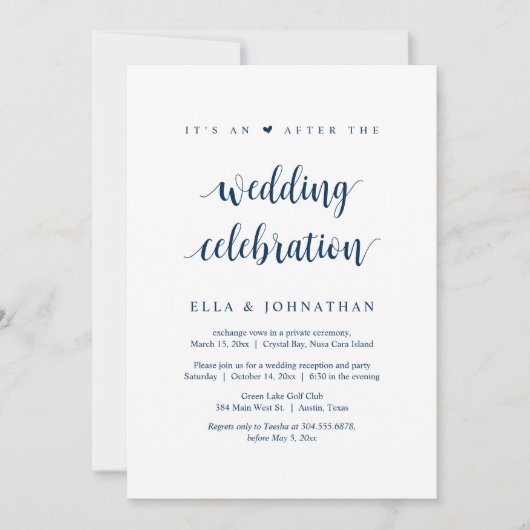 Fuite, C'est une fête après le mariage  Invitation (Devant)