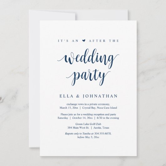 Fuite, C'est une fête d'après-mariage  Invitation (Devant)