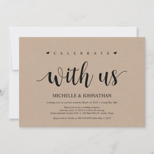 Fuite de mariage, célébrez avec nous Invitations (Devant)