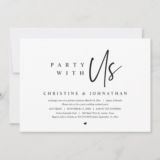 Fuite de mariage, Fête avec nous Invitation (Devant)