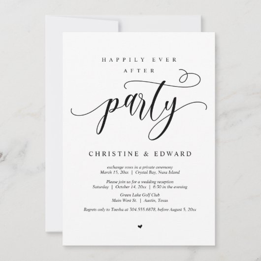 Fuite de mariage, invitation à la fête du bonheur  (Devant)