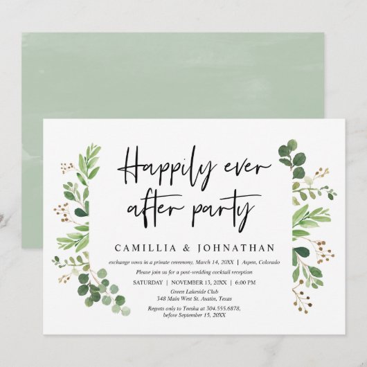 Fuite de mariage, invitation à la fête pour toujou (Devant / Derrière)