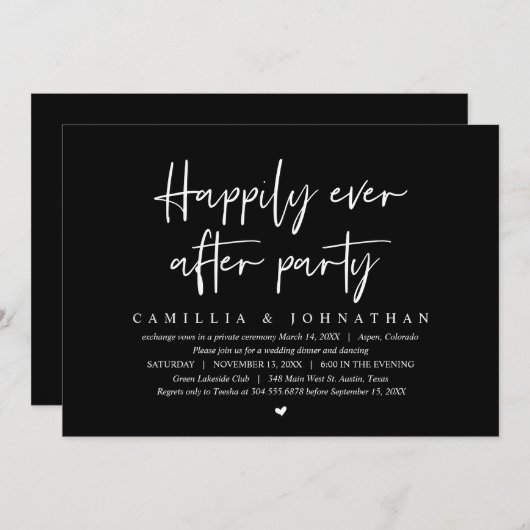 Fuite de mariage, invitation à la fête pour toujou (Devant / Derrière)