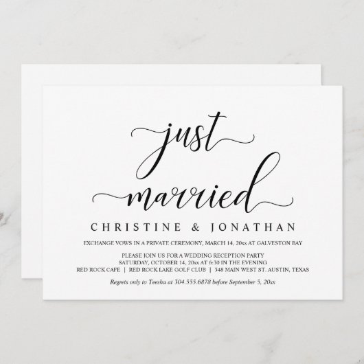 Fuite de mariage, Invitation à une réception de ma (Devant / Derrière)