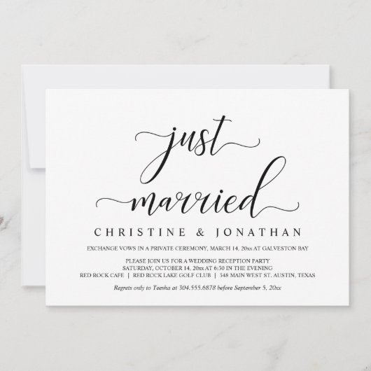 Fuite de mariage, Invitation à une réception éléga (Devant)